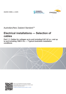 AS/NZS 3008.1.1:2025 Electrical Cable Selection Standard