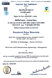 JNU Degree Certificate - B.Tech + M.Sc