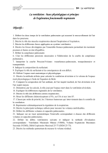 La ventilation : bases physiologiques et exploration fonctionnelle respiratoire