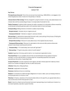 Financial Management Lecture 1 & 2 Key Terms