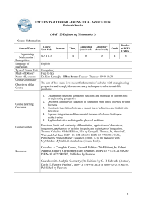 Engineering Mathematics I Course Syllabus - University of Turkish Aeronautical Association