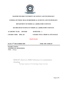 Medical Mycology Exam Paper - BML 225