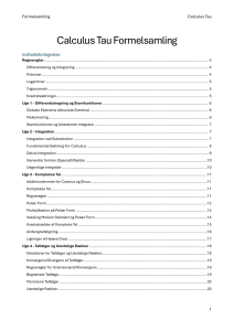 Calculus Tau Formelsamling