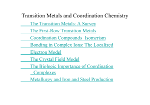 Transition Metals and Coordination Chemistry