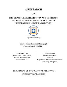 Pre-Departure Exploitation & Contract Deception in Bangladeshi Labour Migration
