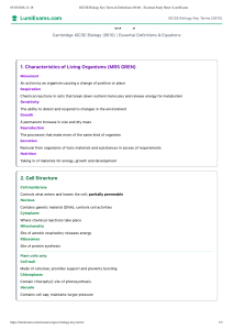 IGCSE Biology Key Terms & Definitions (0610) Study Sheet