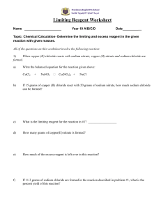 Limiting Reagent Worksheet Chemistry