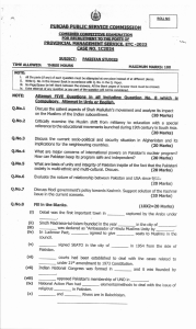 PPSC Pakistan Studies Exam Paper 2023