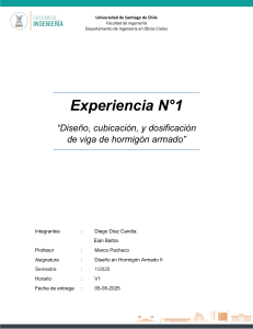 Dise&ntilde;o y dosificaci&oacute;n de viga de hormig&oacute;n armado - Informe de experiencia