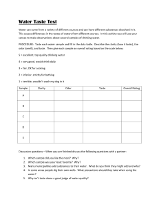 Water Taste Test Activity Worksheet