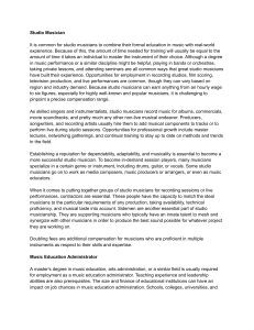 Music Careers Guide: Studio Musicians, Admins, Composers