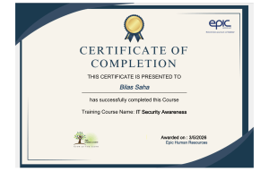 IT Security Awareness Course Completion Certificate