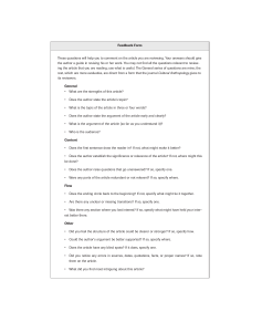 Article Review Feedback Form