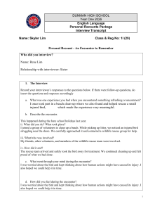 Dunman High School Interview Transcript: Beach Clean-up & Bird Rescue