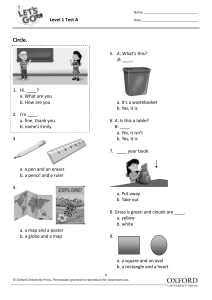 Level 1 Test A English Assessment