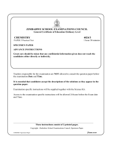 ZIMSEC O Level Chemistry Practical Test Specimen Paper