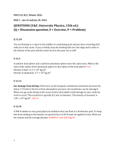 Physics Problem Set: Fluid Mechanics Questions