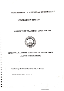 Manual de Laboratorio: Operaciones de Transferencia de Momentum