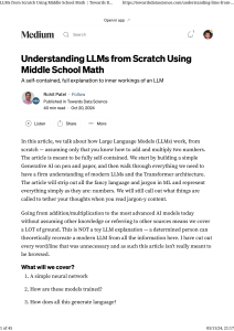Understanding LLMs from Scratch Using Middle School Math