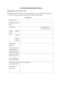 Pupil Registration Form - The Pilgrims Progressive School