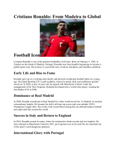 Cristiano Ronaldo: From Madeira to Global Football Icon