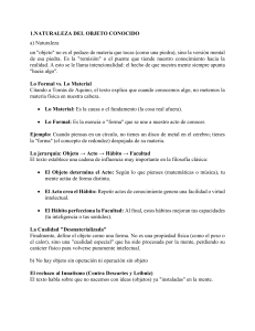 Naturaleza del Objeto Conocido: Epistemolog&iacute;a Filos&oacute;fica