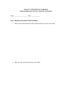 Science 8 Cell Unit Review Assignment