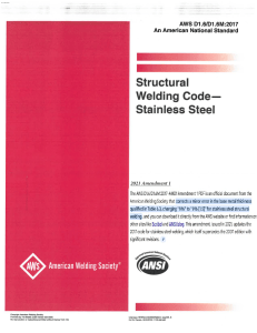 AWS D1.6/D1.6M:2017 Structural Welding Code - Stainless Steel