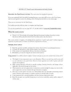 HUMA 137 Final Exam Study Guide & Info