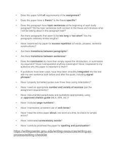 GMU Writing Center Editing Checklist for Academic Papers