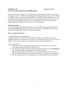 Chemistry 151 Lab 15: Lewis Structures & VSEPR Theory