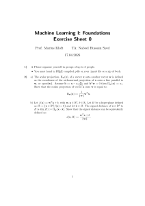 Machine Learning I: Foundations Exercise Sheet 0