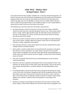 COSC 3P32 Database Design Project for Character Game