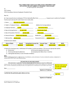 TCS Provident Fund Settlement Application Form