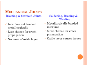 Mechanical Joints: Riveting, Screwed, Soldering, Brazing, Welding