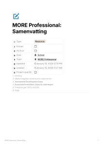 MORE Professional Samenvatting: MVO, SDG's & Duurzame Innovatie