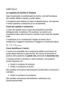 La nozione di rischio in finanza - CAP 3 E 4