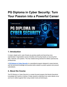 PG Diploma in Cyber Security: Career Guide 2026