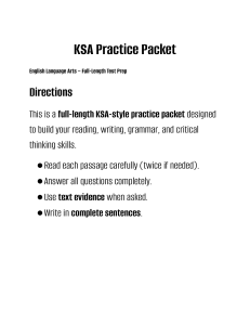 KSA English Language Arts Practice Packet