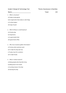 Grade 5 Design & Technology Test: Businesses in Namibia