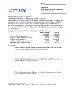 ACCT 3420 Week 9 Group Assignment: Cost Accounting Problems