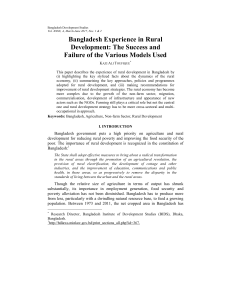 Bangladesh Rural Development: Success & Failure of Models