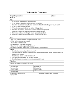 Voice of the Customer Template for Product Design