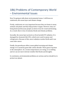 Environmental Issues: Rainforests, Ozone, Climate Change
