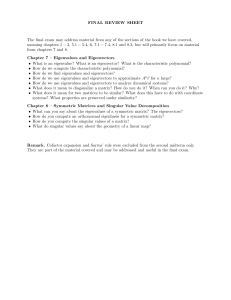 Final Review Sheet: Eigenvalues & SVD