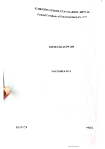 Zimbabwe O-Level Physics Expected Answers 2015