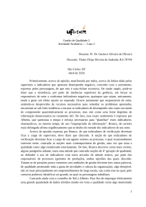 An&aacute;lise de Estudo de Caso em Gest&atilde;o da Qualidade