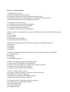 Corporate Finance Review Questions Unit 1 Ch 1