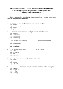 Sample English Questions for Master's Qualifying Exam