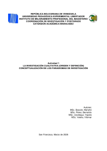 Investigaci&oacute;n Cualitativa: Origen, Definici&oacute;n y Paradigmas